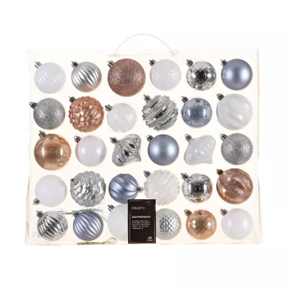 Kit de decoración para árbol de Navidad Agéna Blanco, plata, azul vaporoso y Rosa destelleante