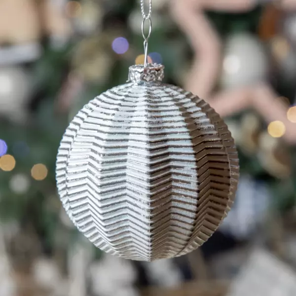 Lote de 12 bolas de Navidad Onduly Plata
