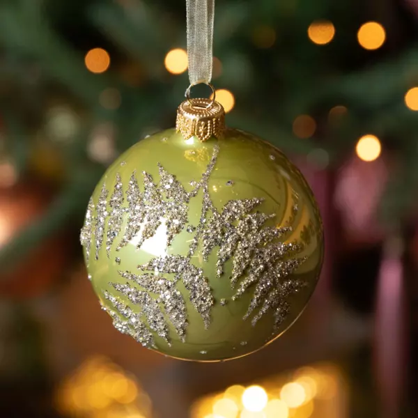 Lote de 6 bolas de Navidad (D80 mm) en vidrio Fégy Pistacho