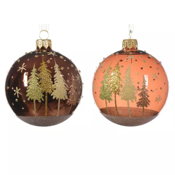 Lot de 6 boules de Noël (D80 mm) en verre Lépi Brun café