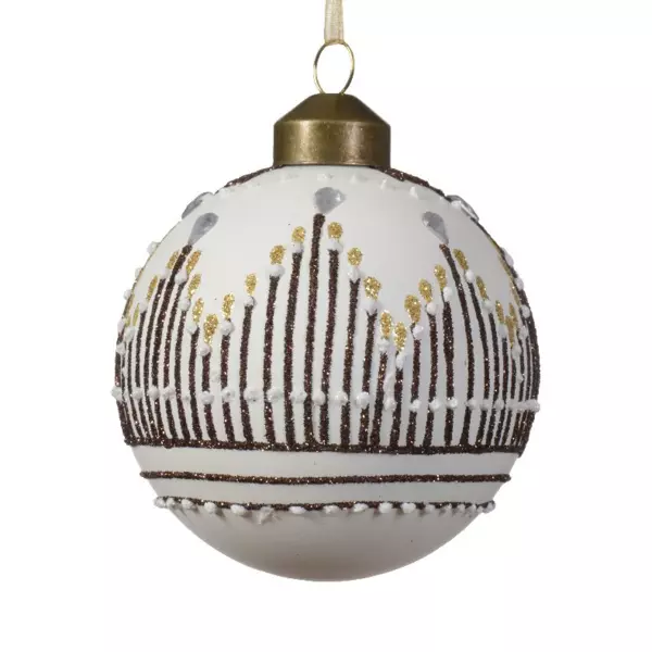 3er Set Weihnachtskugeln (D80 mm) aus Glas Sil Wei