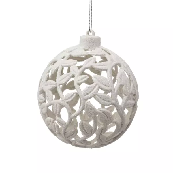 Boule de Noël (D100 mm) Feuillage découpé Blanc