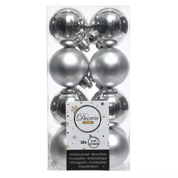 Lot de 16 boules de Nol (D40 mm) Alpine Argent