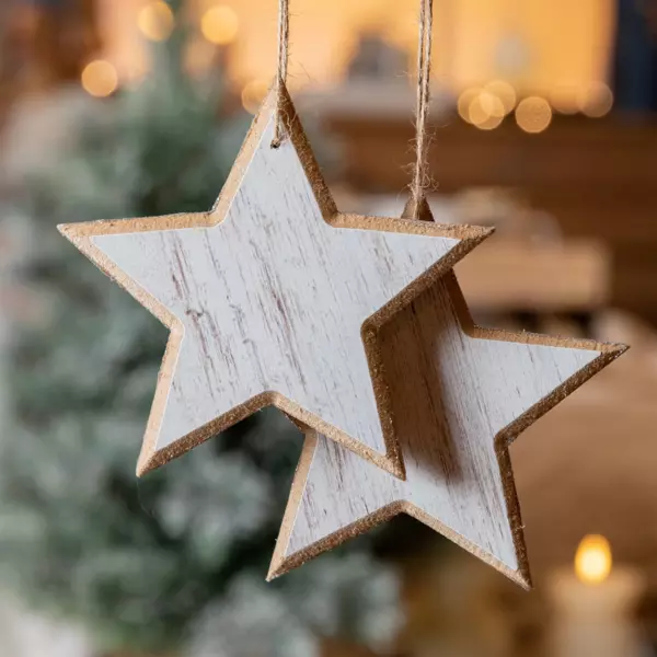 Lote de 2 estrellas de Navidad para suspender de Navidad Tea Blanco