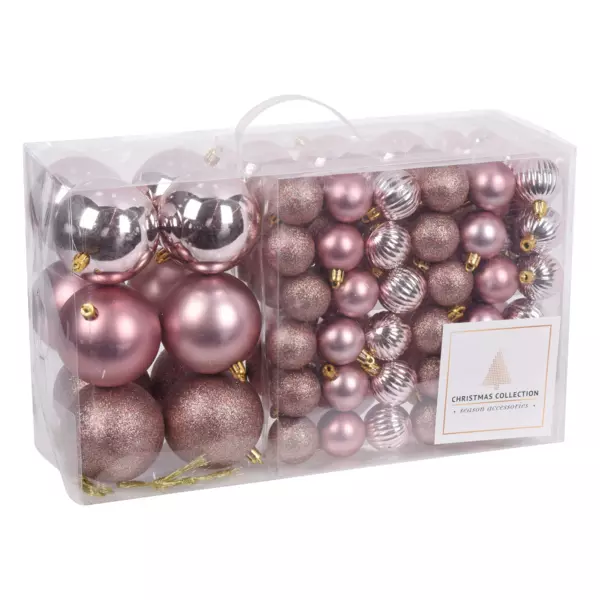 Lot de 94 boules de Noël Season Rose