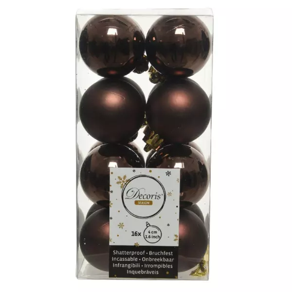Lot de 16 boules de Noël (D40 mm) Alpine Marron foncé