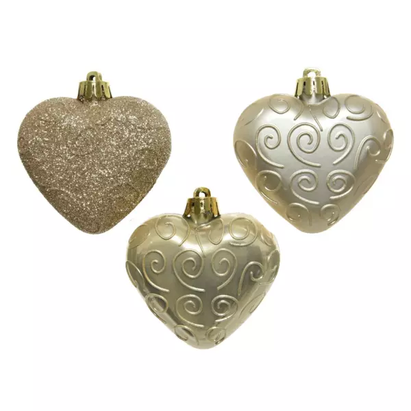 Lot de 4 Coeurs Message en aluminium brossé à suspendre 9cm