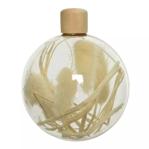 Lot de 3 boules de Noël en verre (D80 mm) Herbes séchées Transparent