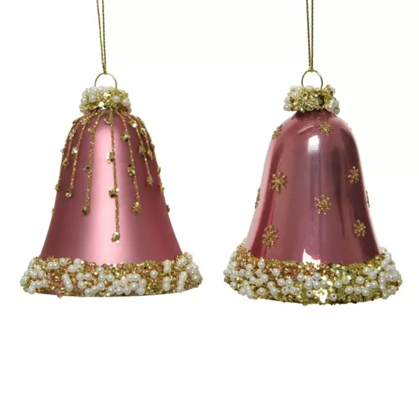 Lote de 2 campanillas en cristal Kristina Rosa antiguo