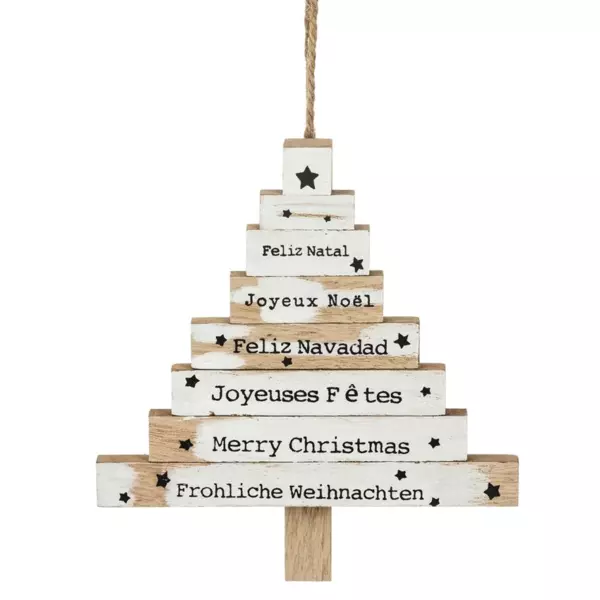 Kerstboom van hout, trapsgewijs om op te hangen Wit