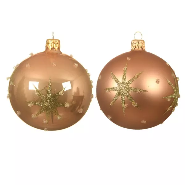 Lot de 6 boules de Noël en verre (D80 mm) Astre Caramel