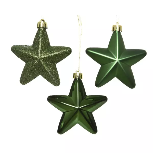 Lote de 6 estrellas de Navidad Alpine Verde