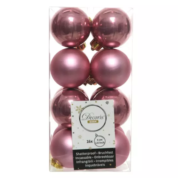 Lot de 16 boules de Noël (D40 mm) Alpine Vieux rose