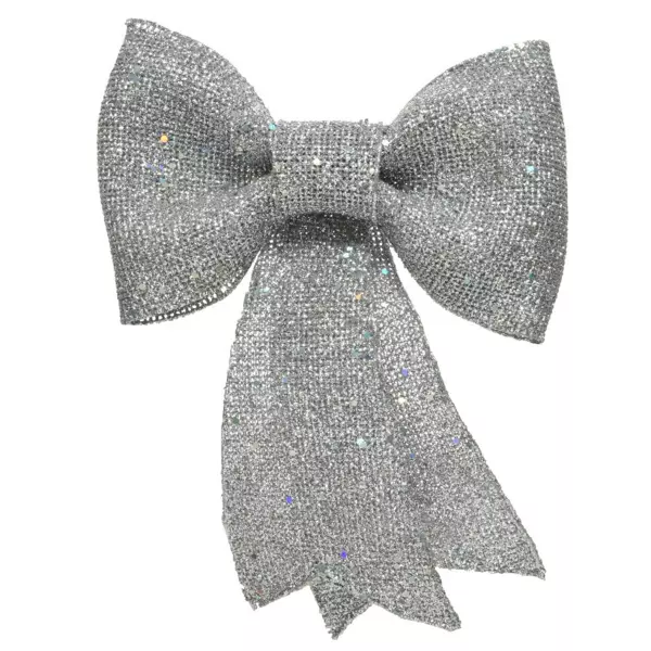 Nœud de Noël (H14 cm) Pailleté Izi Argent