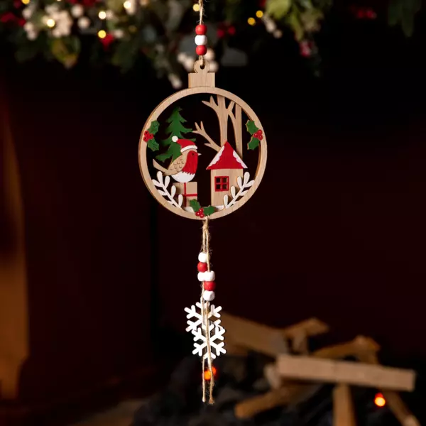 Couronne de sapin à suspendre (H30 cm) Becky Multicolore