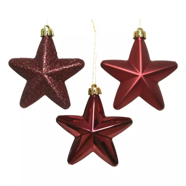 Lote de 6 estrellas de Navidad Alpine Burdeos
