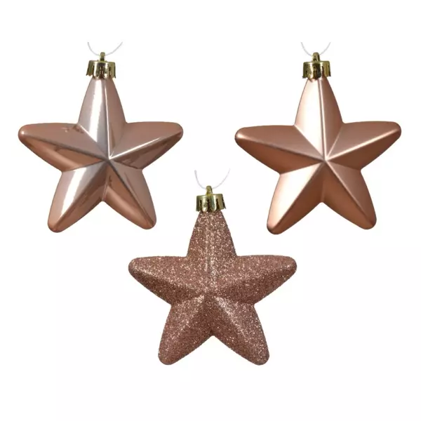 Lot de 6 étoiles de Noël à suspendre (H7 cm) Alpine Rose pétillant