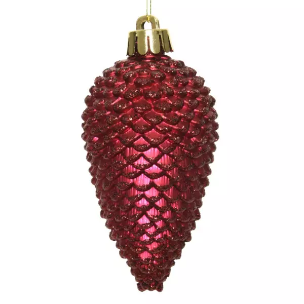 Lot de 6 pommes de pin à suspendre (H8 cm) Alpine Bordeaux