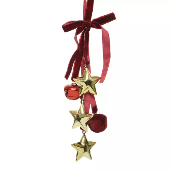 Suspension de Noël (H30 cm) Clochettes et étoiles Rouge