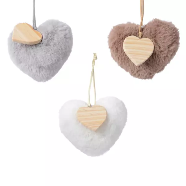 Lote de 3 corazones de Navidad Caeli Madera