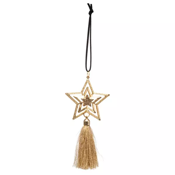 Estrella de Navidad para colgar avec pompon Oro