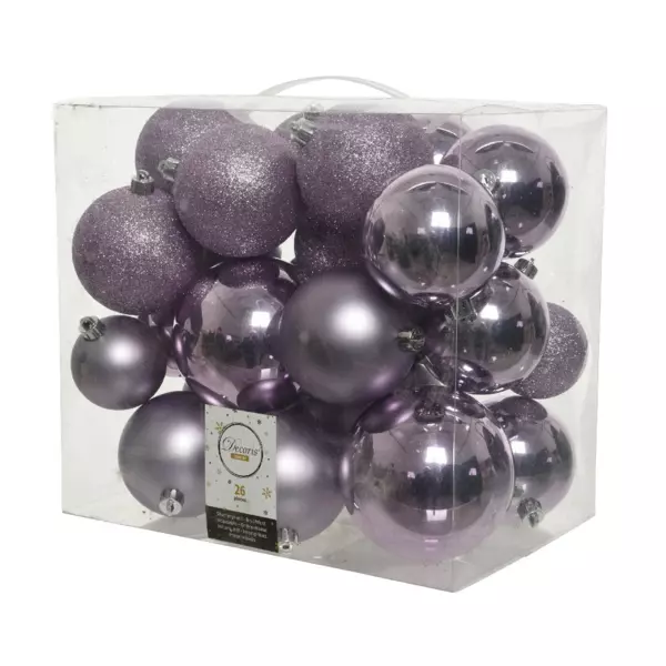 Lot de 26 boules de Noël Lara Lilas