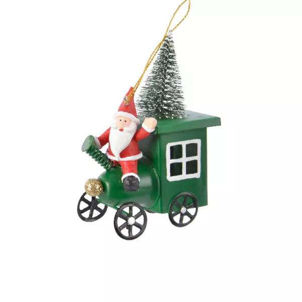 Kerstman in wagen om op te hangen Groen