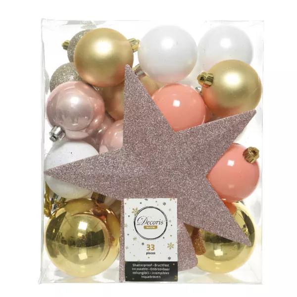 Kit de décoration de sapin de Noël Novae multi Or / Blanc / Rose / Perle