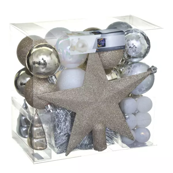 Kit de dcoration de sapin de Nol Aspen Argent / Or 