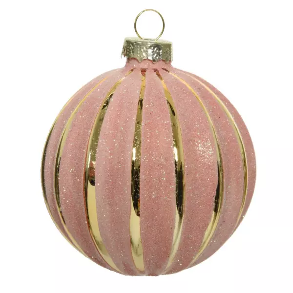 Lot de 3 boules de Noël en verre (D80 mm) Saveria Rose