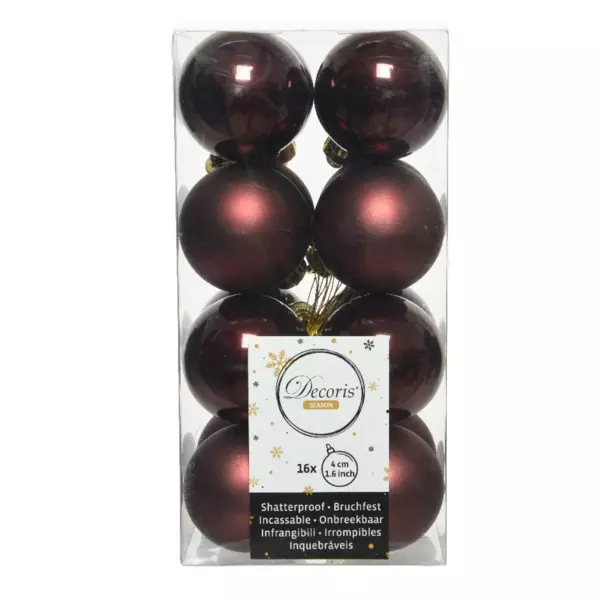 Lot de 16 boules de Noël (D40 mm) Alpine Acajou