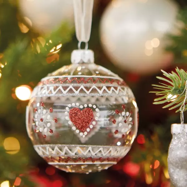 Lot de 6 boules de Noël en verre (D80 mm) Folklore Transparent