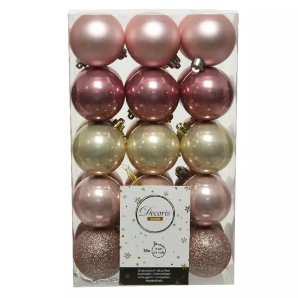 Lote de 30 bolas de Navidad (D60 mm) Alpine multi Rosa palo