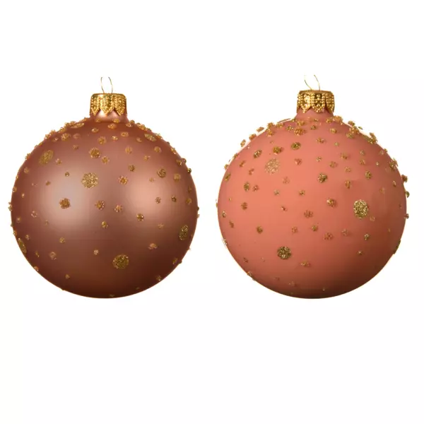 Lot de 6 boules de Noël en verre (D80 mm) Ara Rose