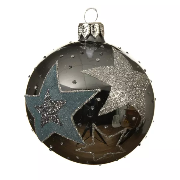 Lot de 6 boules de Noël en verre (D80 mm) Starla Bleu gris