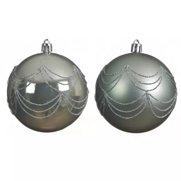 Lot de 12 boules de Noël (D80 mm) Kassia Vert sauge