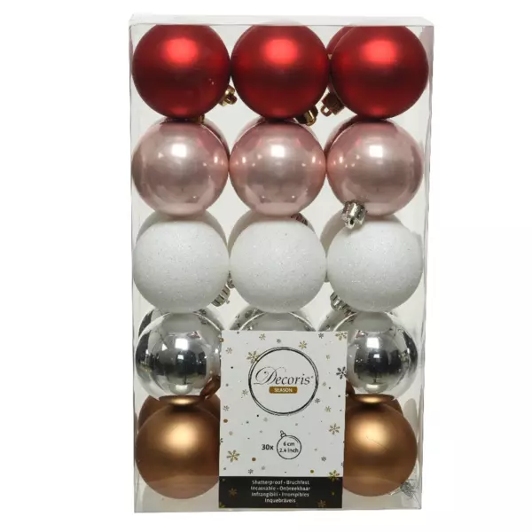 Lot de 30 boules de Noël (D60 mm) Alpine  Multicolore
