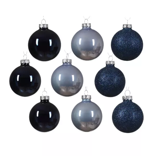 Lot de 21 boules de Noël (D70 mm) Cristal en verre Bleu