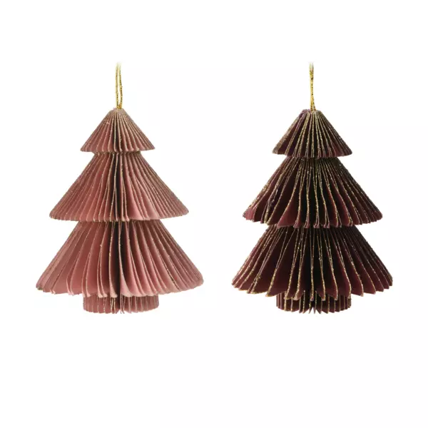 Set van 12 hangdecoraties Kerstbomen roze