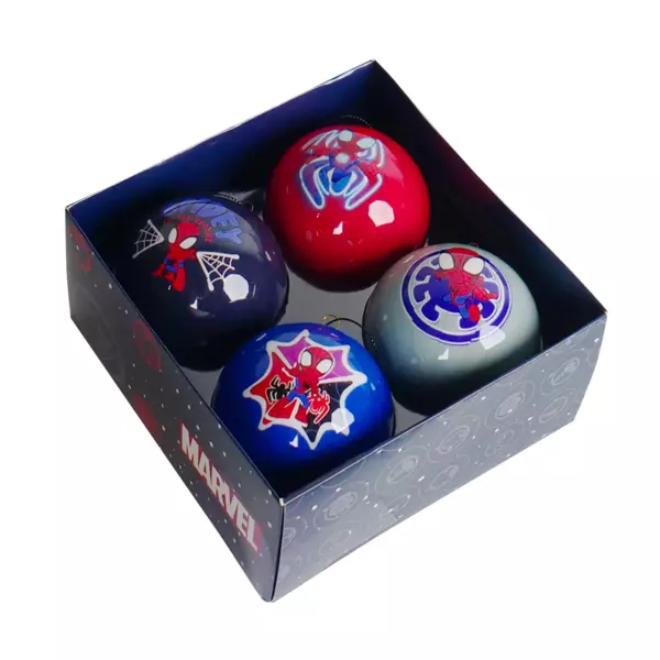 Cofanetto regalo 4 palline di Natale (D75 mm) Disney Spiderman Blu