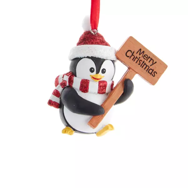 Pingouin de Noël à suspendre (H7,5 cm) Pancarte Noir