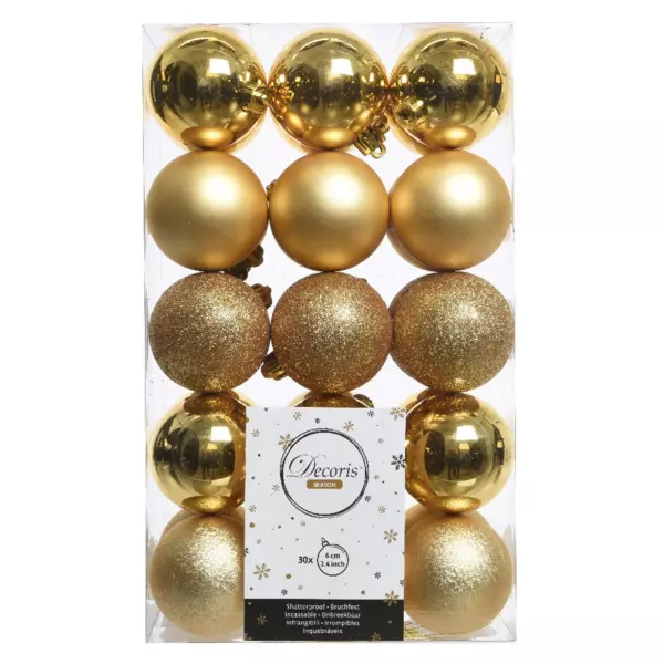 Confezione di 30 palline di Natale (Ø 60 mm) Alpine Oro