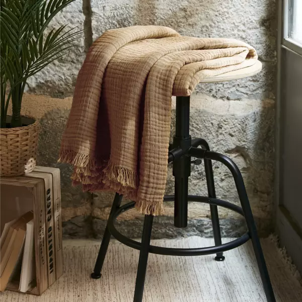 Plaid Katoengaas (130 x 160 cm) Gaïa Camel