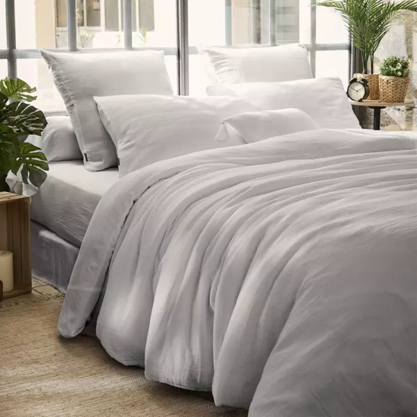 Housse de couette gaze de coton (280 x 240 cm) Gaïa Gris nuage