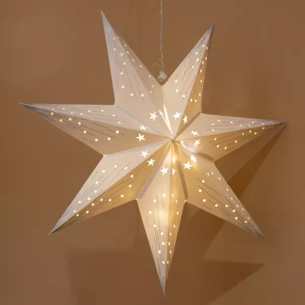 Origami batteridrevet lysende stjerne (H40 cm) Oria Hvid og varm hvid