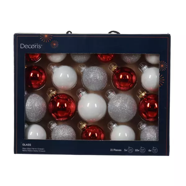 Lot de 3 boules de Noël en verre (D80 mm) Hexagonal doré et irisé