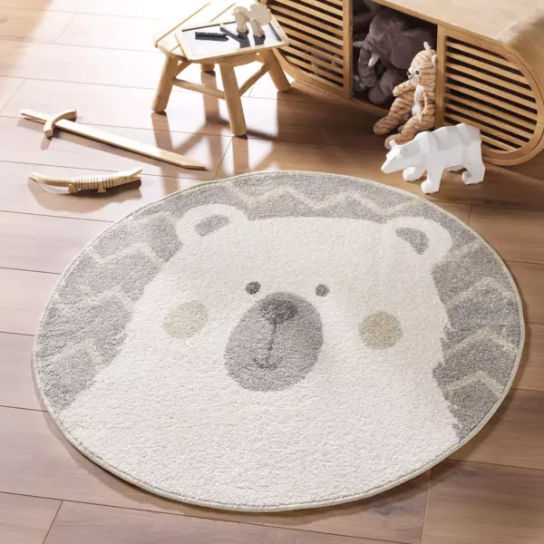 Tappeto Rotondo Per Bambini 120 Cm, Stella E Luna Rosa Arcobaleno, Antiscivolo, Morbido Per Cameretta E Giochi - Rururug