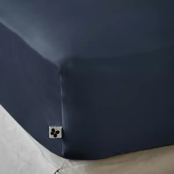 Drap housse satin de bambou (140 x 190 cm) Salomé Bleu nuit