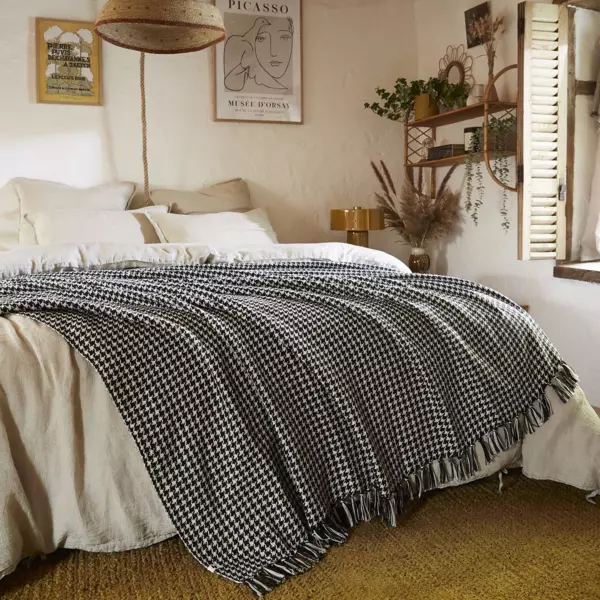 Bedsprei van gerecycled materiaal (240 x 260 cm) Gaspard Zwart