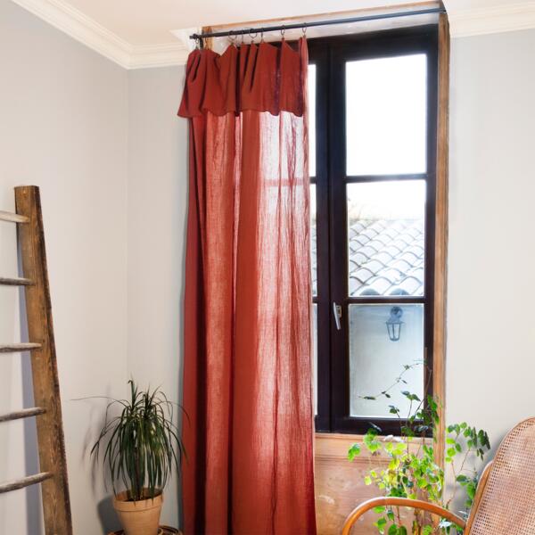 HÃ¶henverstellbarer Vorhang aus Baumwoll-Gaze (140 x max. 300 cm) GaÃ¯a Terrakotta